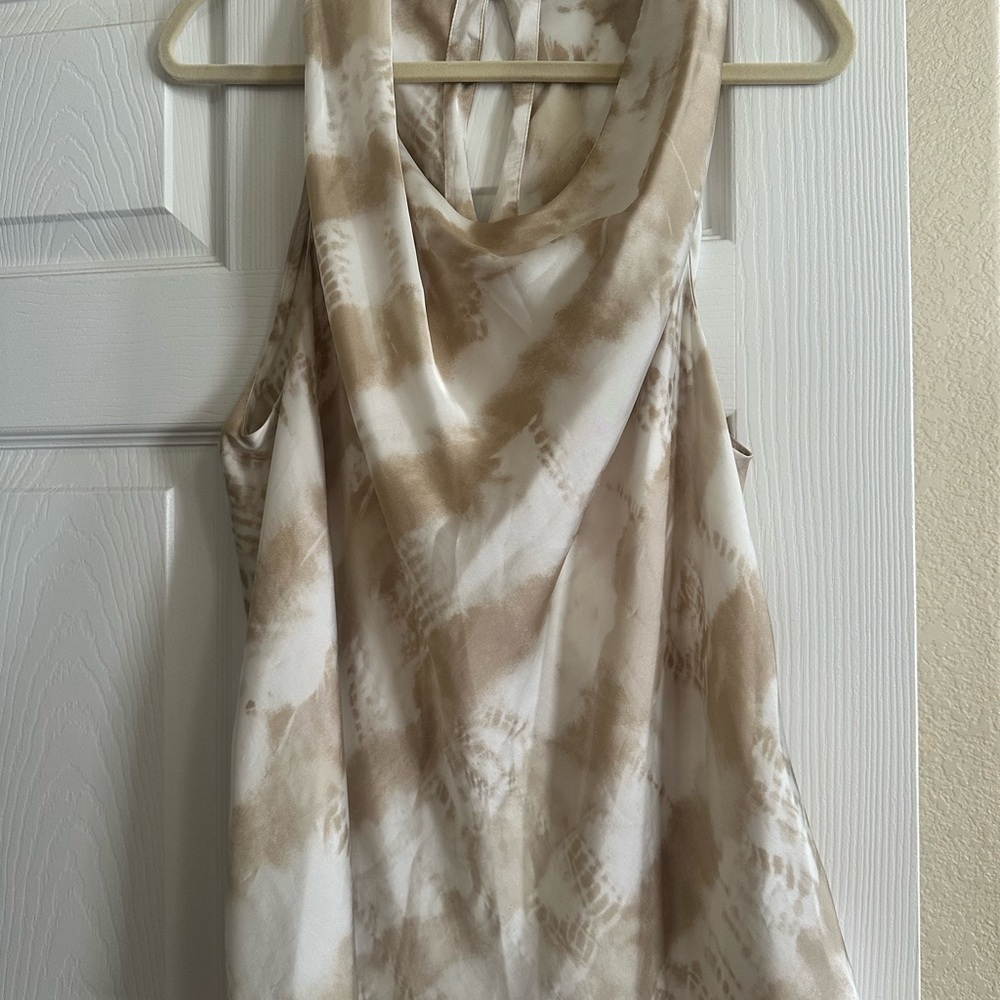Women's Beige Tie-Dye Sleeveless Top